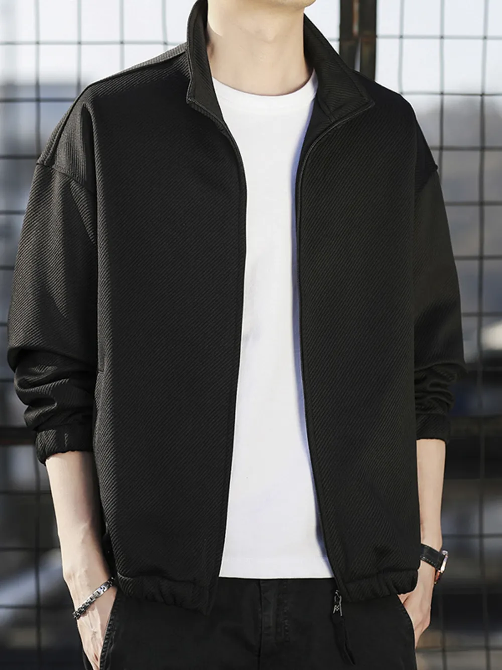 Men's Plus Size Zip Up Long Sleeve Jacket, image 3