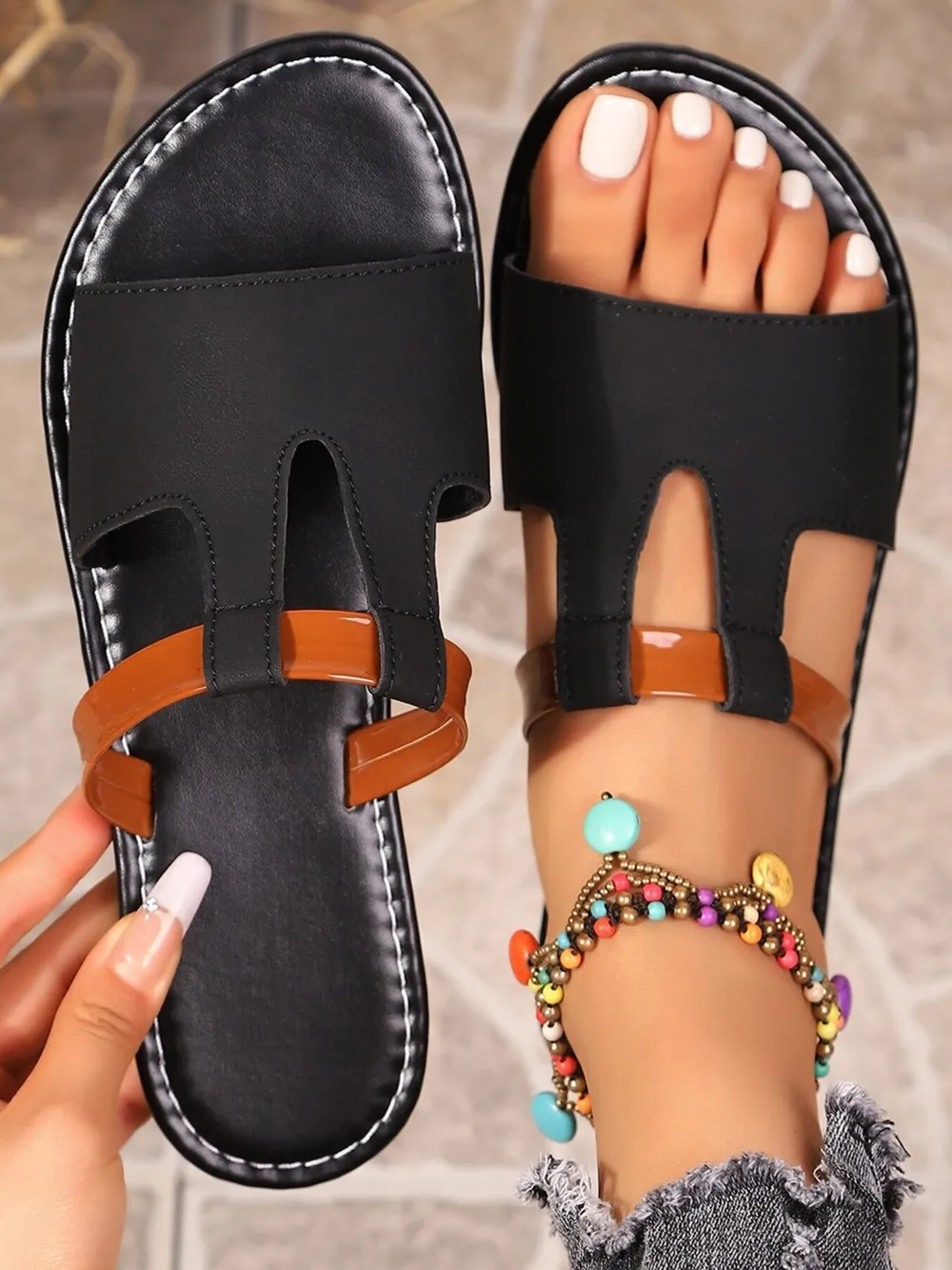 Open Toe Flats Sandals, image 8