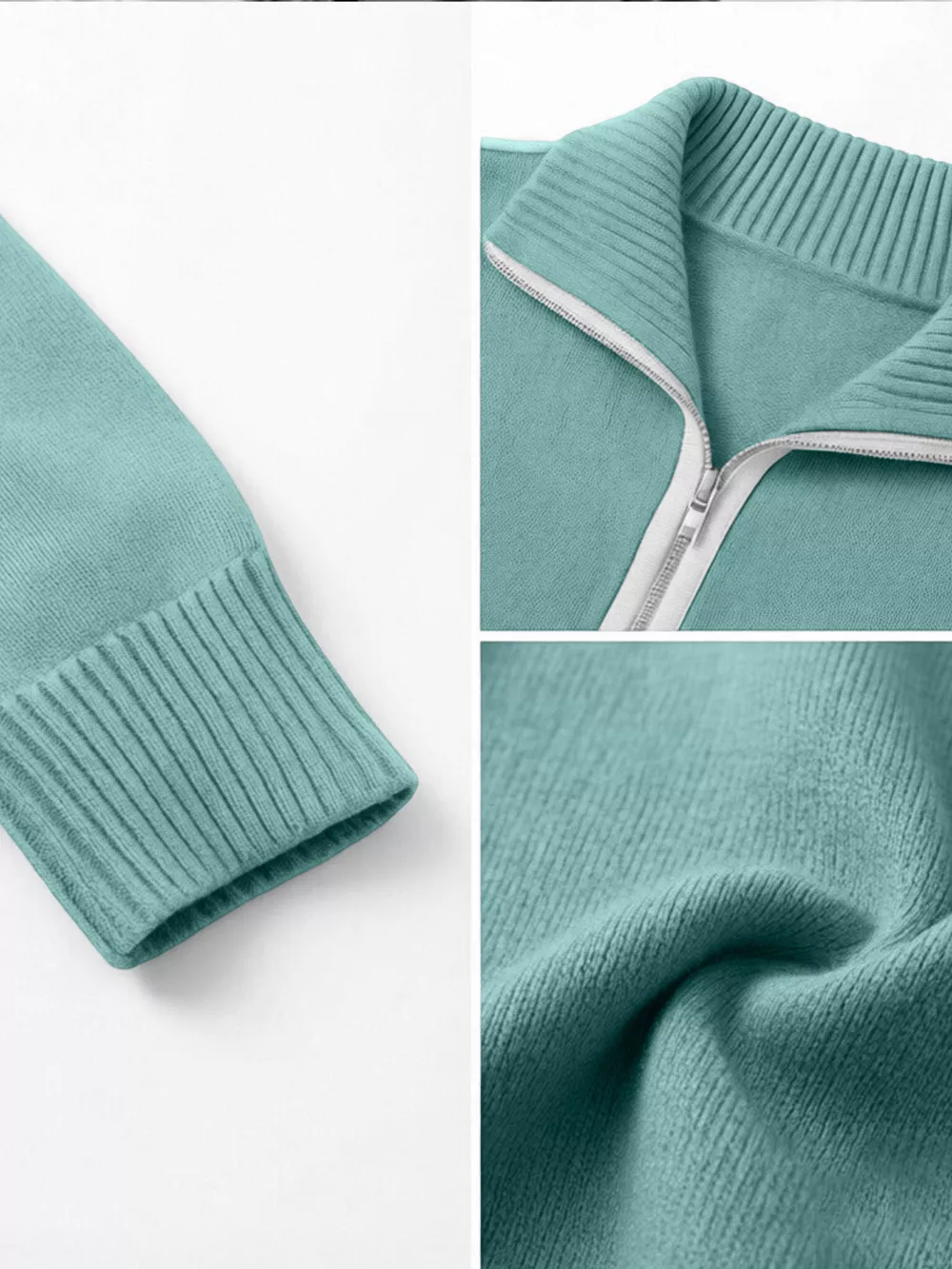 Quarter-Zip Dropped Shoulder Sweater, image 10