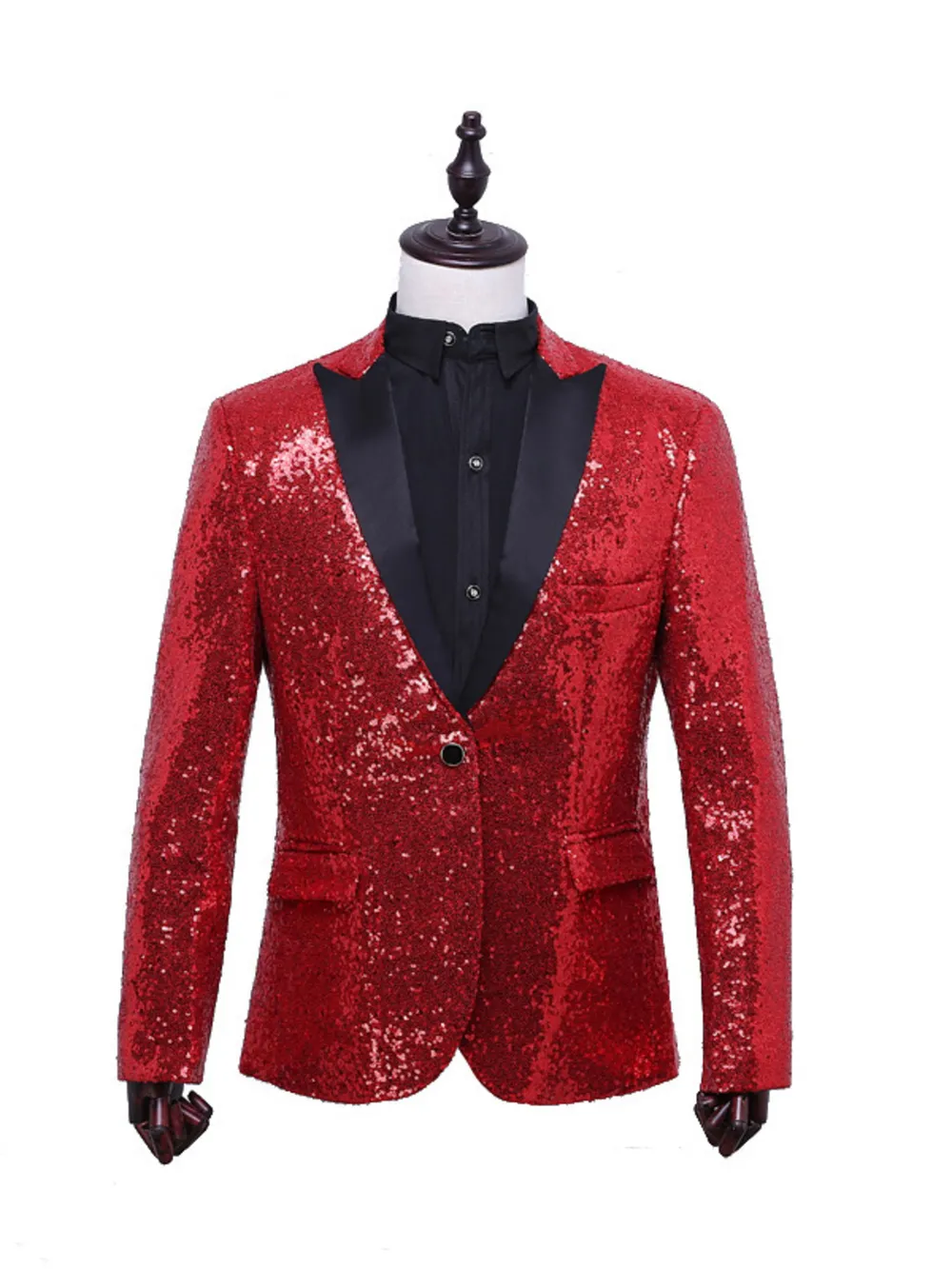 Men's Full Size Sequin One Button Long Sleeve Blazer Plus Size, image 4
