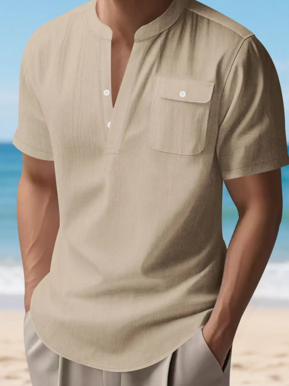 Men's Full Size Button Detail Short Sleeve Shirt Plus Size, image 11