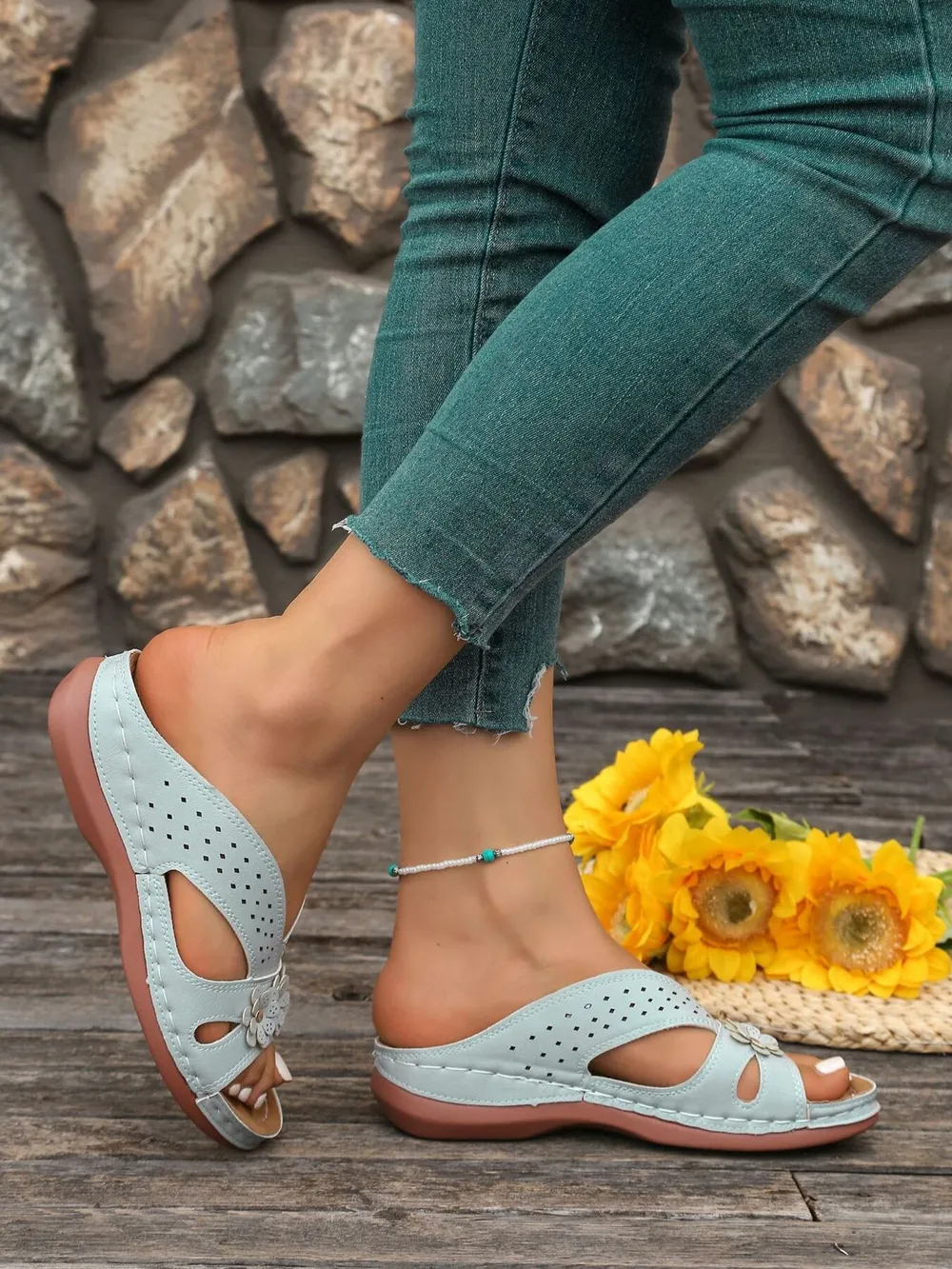 Flower Comfort Wedge Sandals, image 14