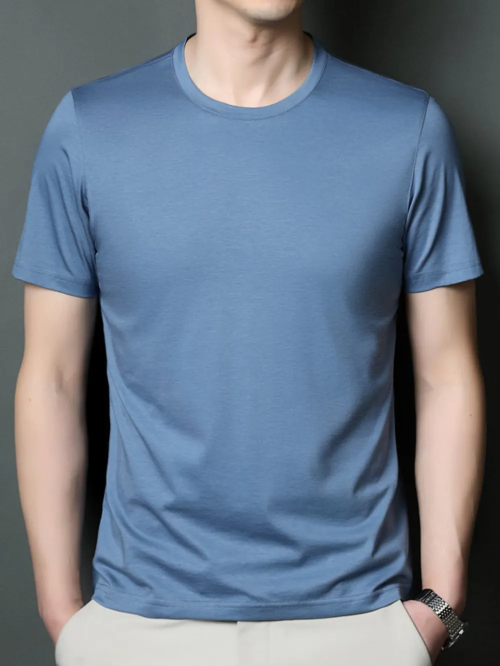 Men's Plus Size Lightweight Breathable Round Neck T-Shirt, image 3