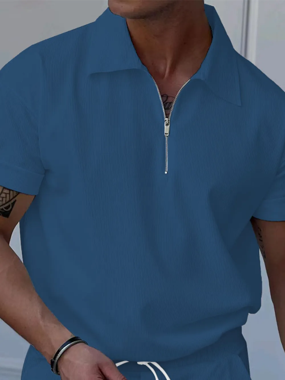 Men's Full Size Quarter Zip Short Sleeve Polo Plus Size, image 8