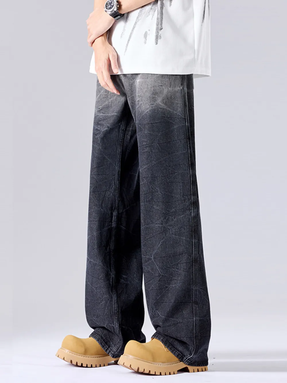 Men's Full Size Ombre Wash Wide Leg Jeans Plus Size, image 4