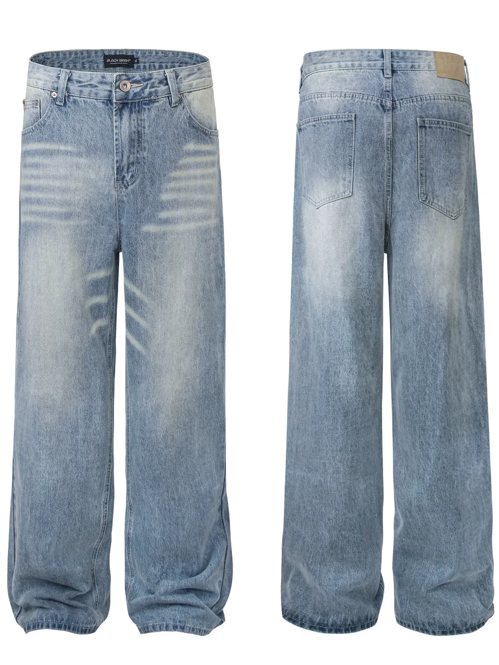 Men's High Waist Wide Leg Washed Jeans, image 3