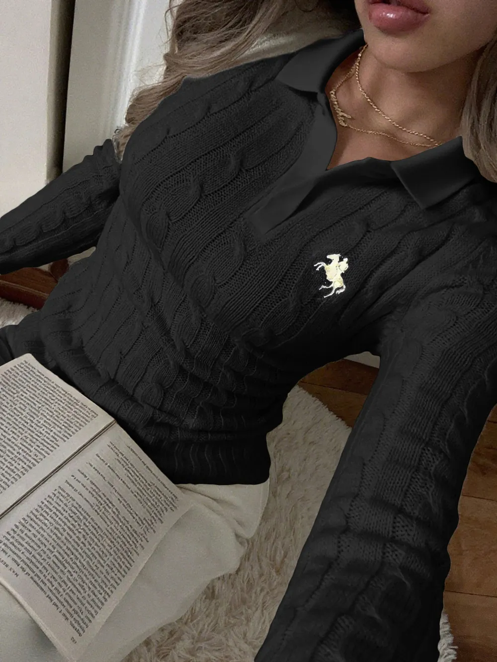 Cable Knit Long Sleeve Sweater, image 5