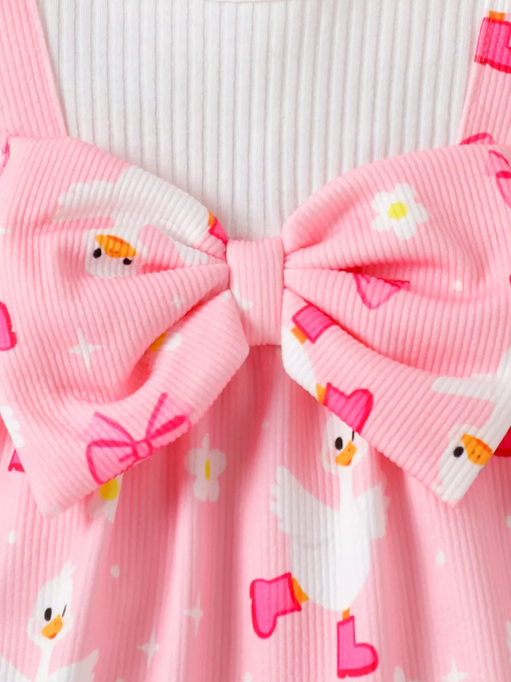 Children's Bow Duck Print Romper with Headband, image 4