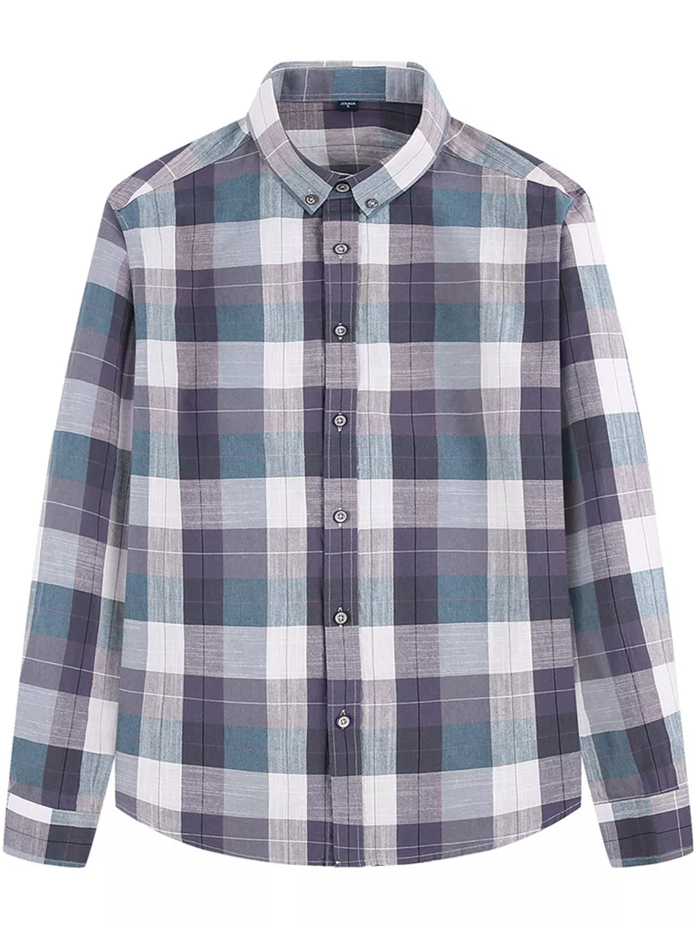 Men's Full Size Casual Plaid Long Sleeve Shirt Plus Size, image 3
