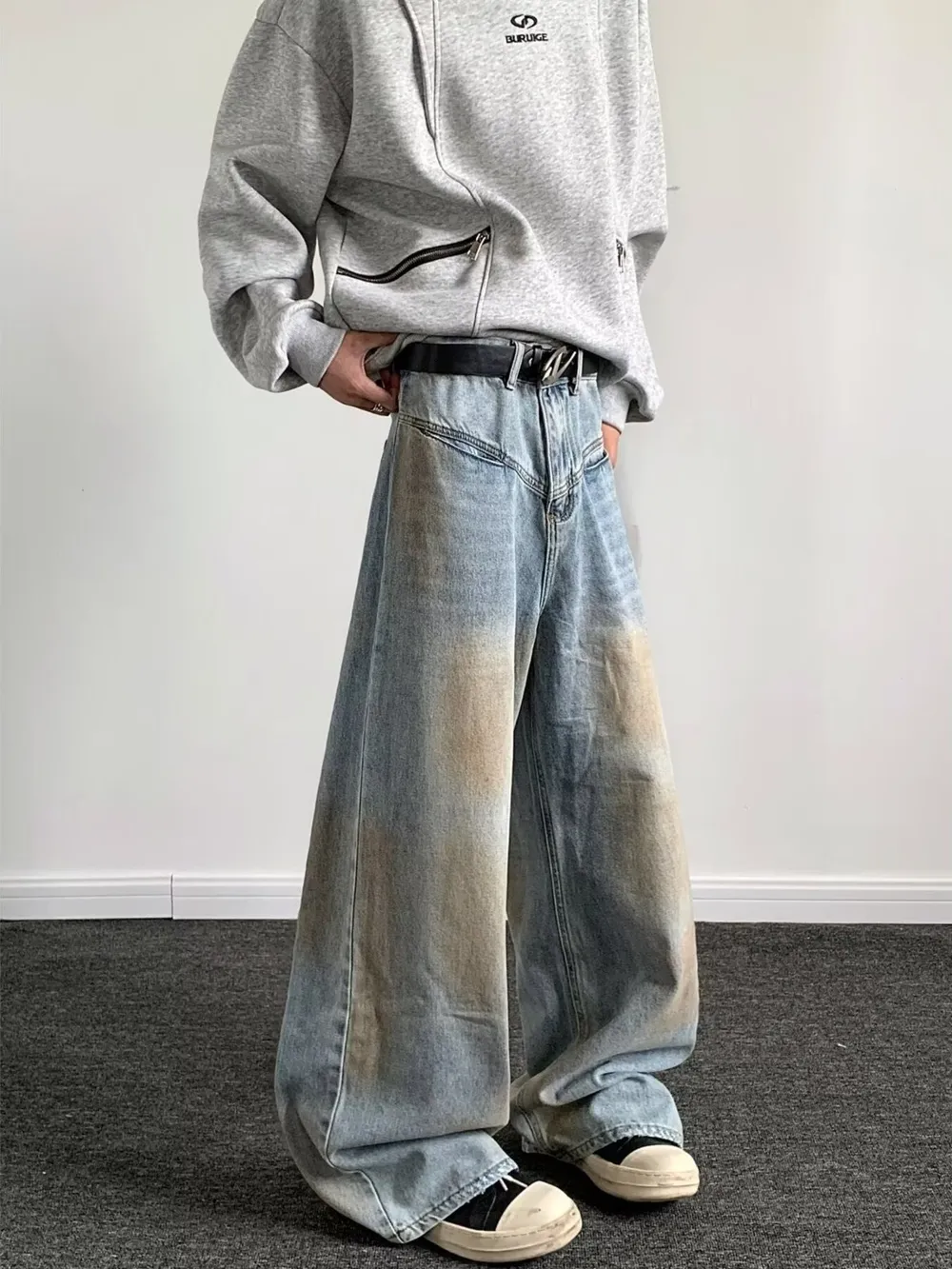 Men's Full Size Wash Wide Leg Jeans Plus Size, image 4