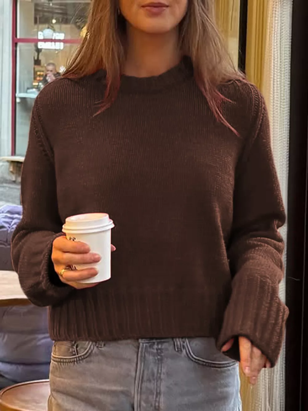 Ribbed Round Neck Sweater, image 2
