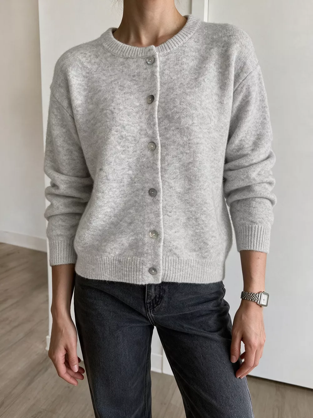 Crew Neck Button-Down Cardigan, image 4