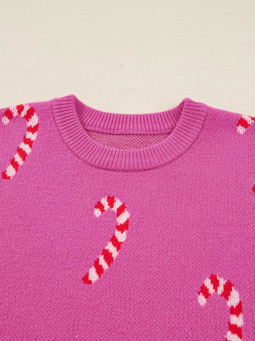 Christmas Candy Cane Holiday Drop Shoulder Sweater, image 9