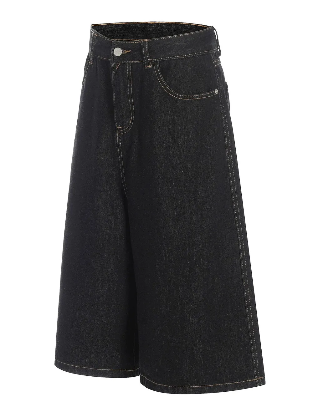Men's Wide Leg Wash Denim Shorts, image 2