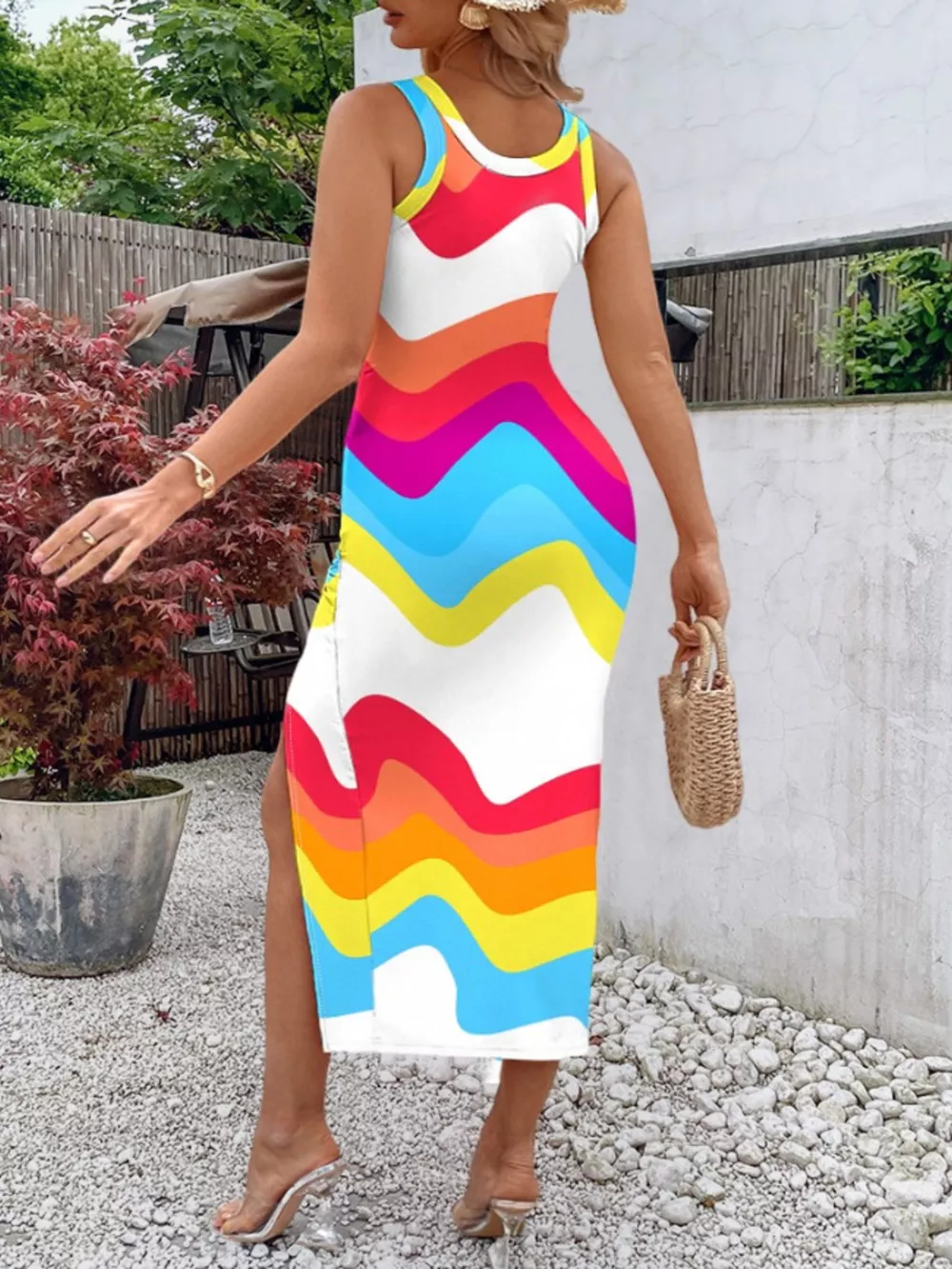 Ruched Slit Sleeveless Midi Dress, image 4