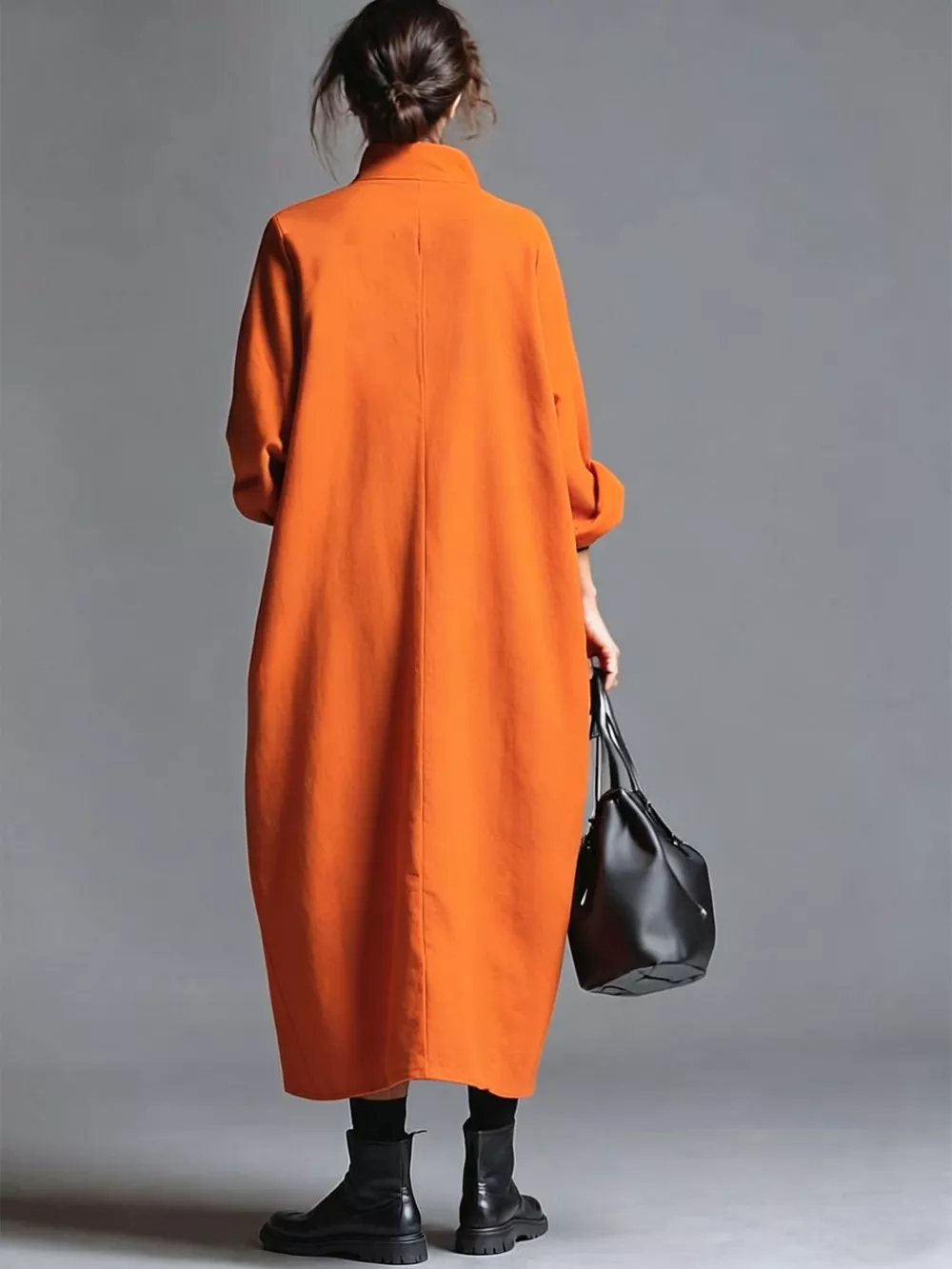 Full Size Loose-Fit Mock Neck Midi Dress with Pockets Plus Size, image 9
