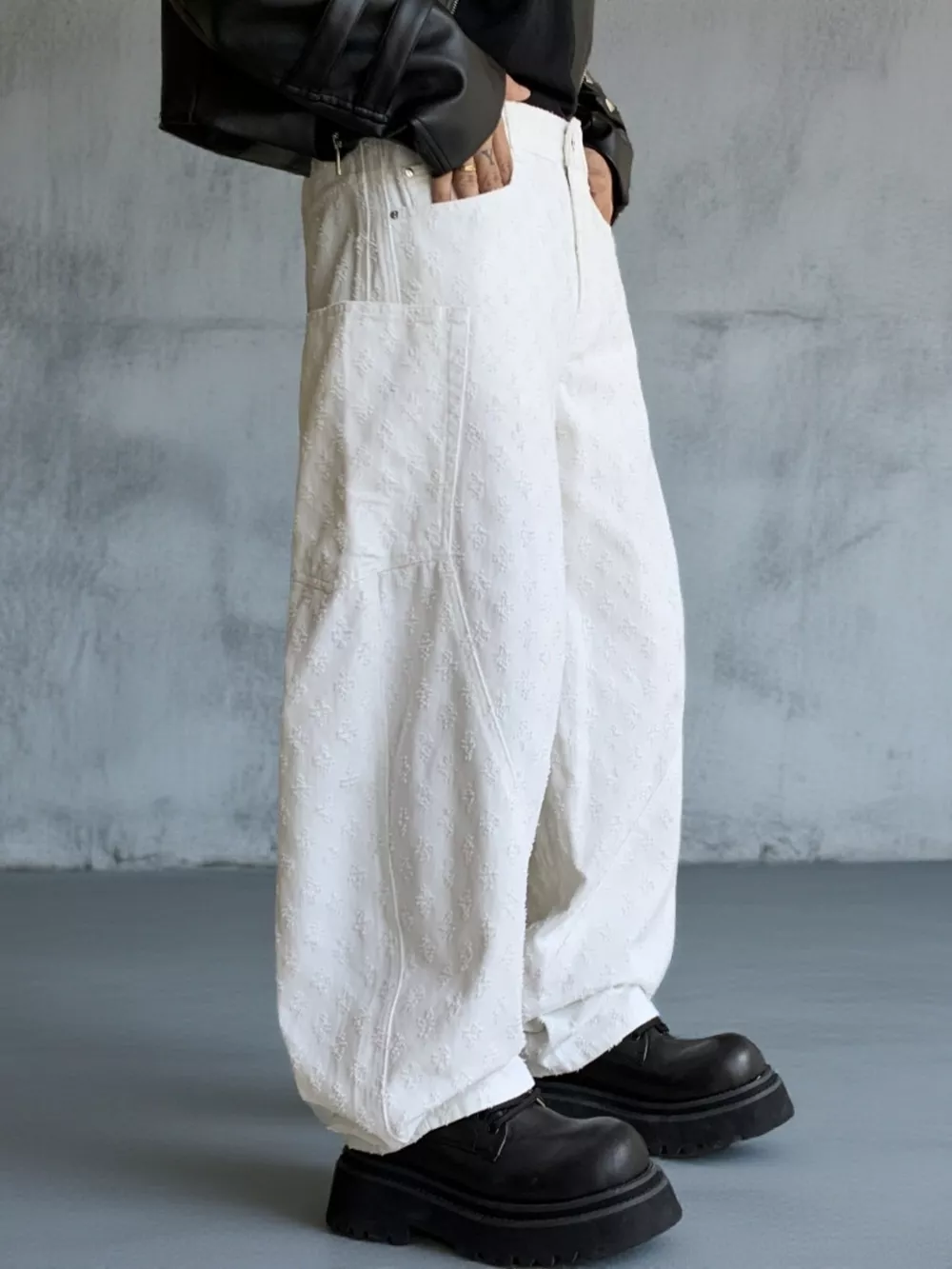 Men's Full Size Textured Wide Leg Pants Plus Size, image 3