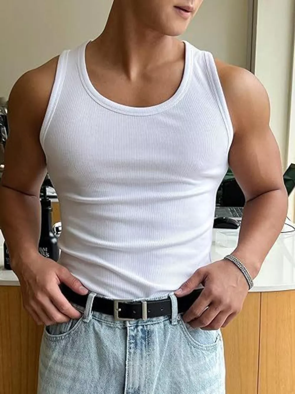 Men's Ribbed Round Neck Tank, image 8
