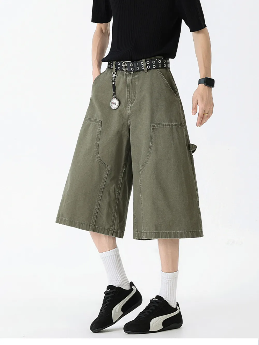 Men's Full Size Wide Leg Cargo Denim Shorts Plus Size, image 15