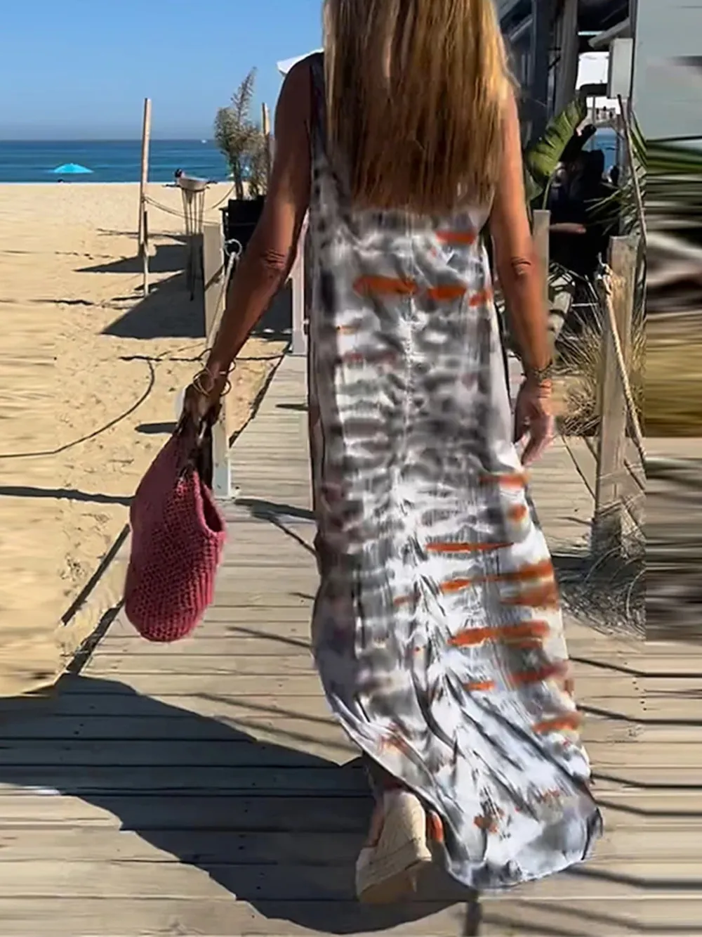 Tie-Dye V-Neck Maxi Cami Dress, image 3