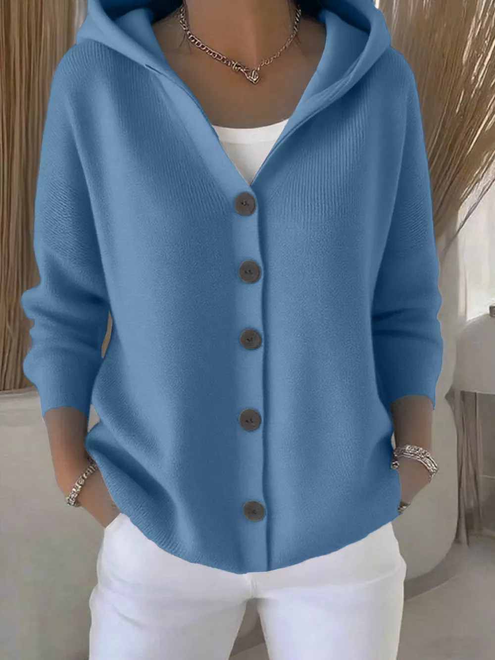 Full Size Hooded Button-Down Knit Cardigan Plus Size, image 36