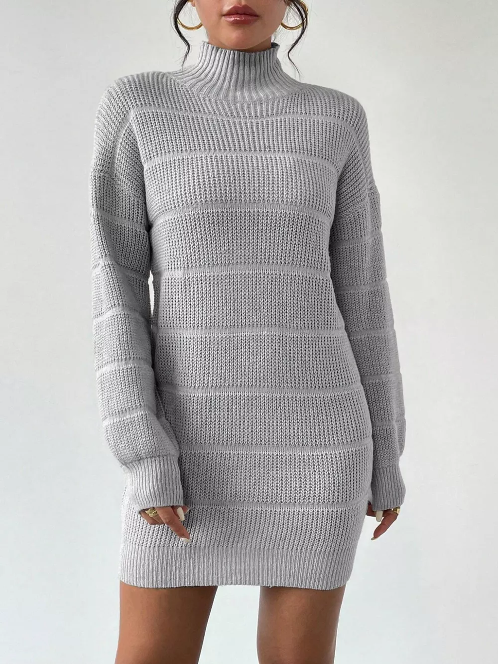 Turtleneck Long Sleeve Sweater Dress, image 5