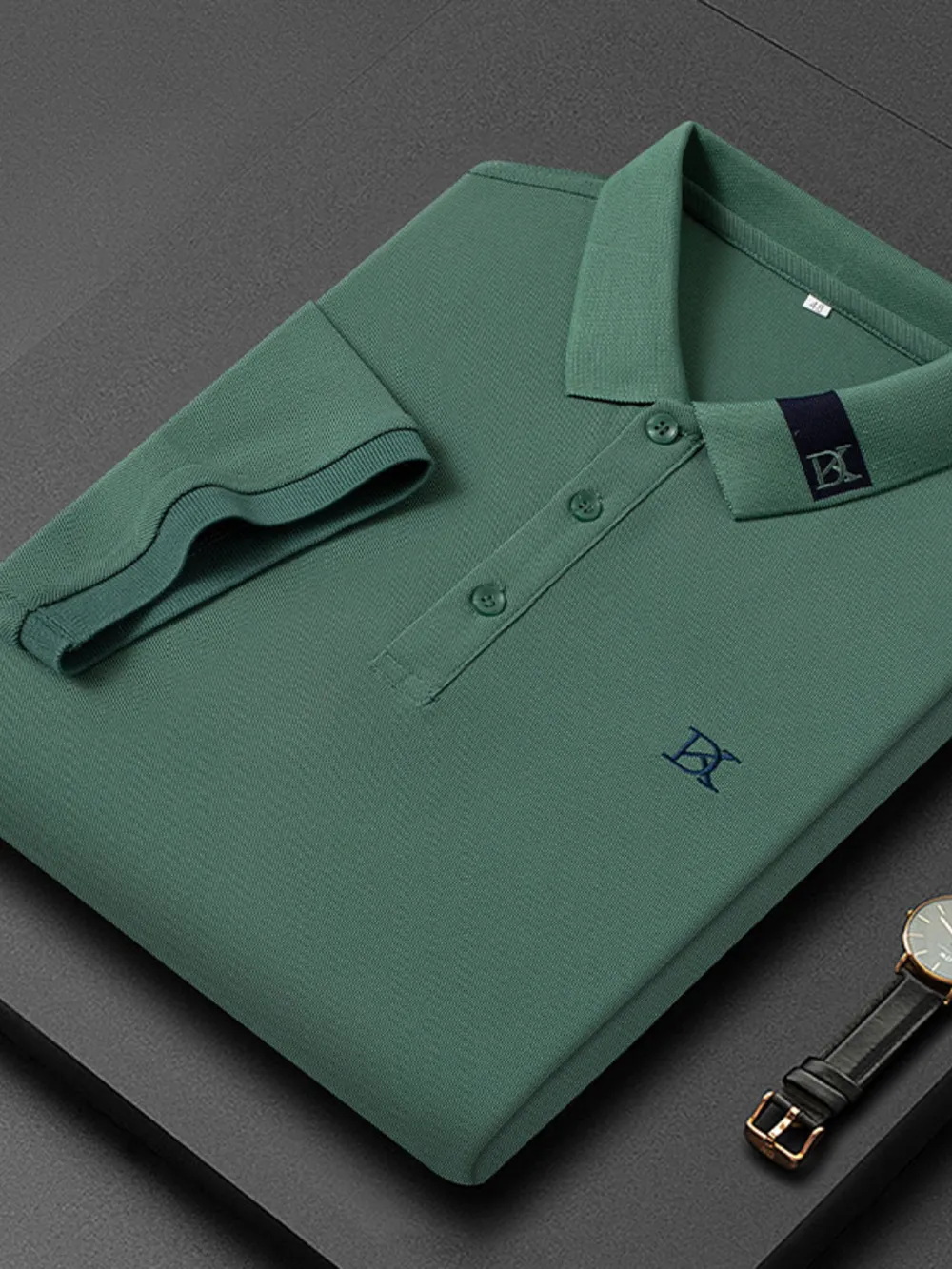 Men's Plus Size Short Sleeve Embroidered Detail Polo, image 6