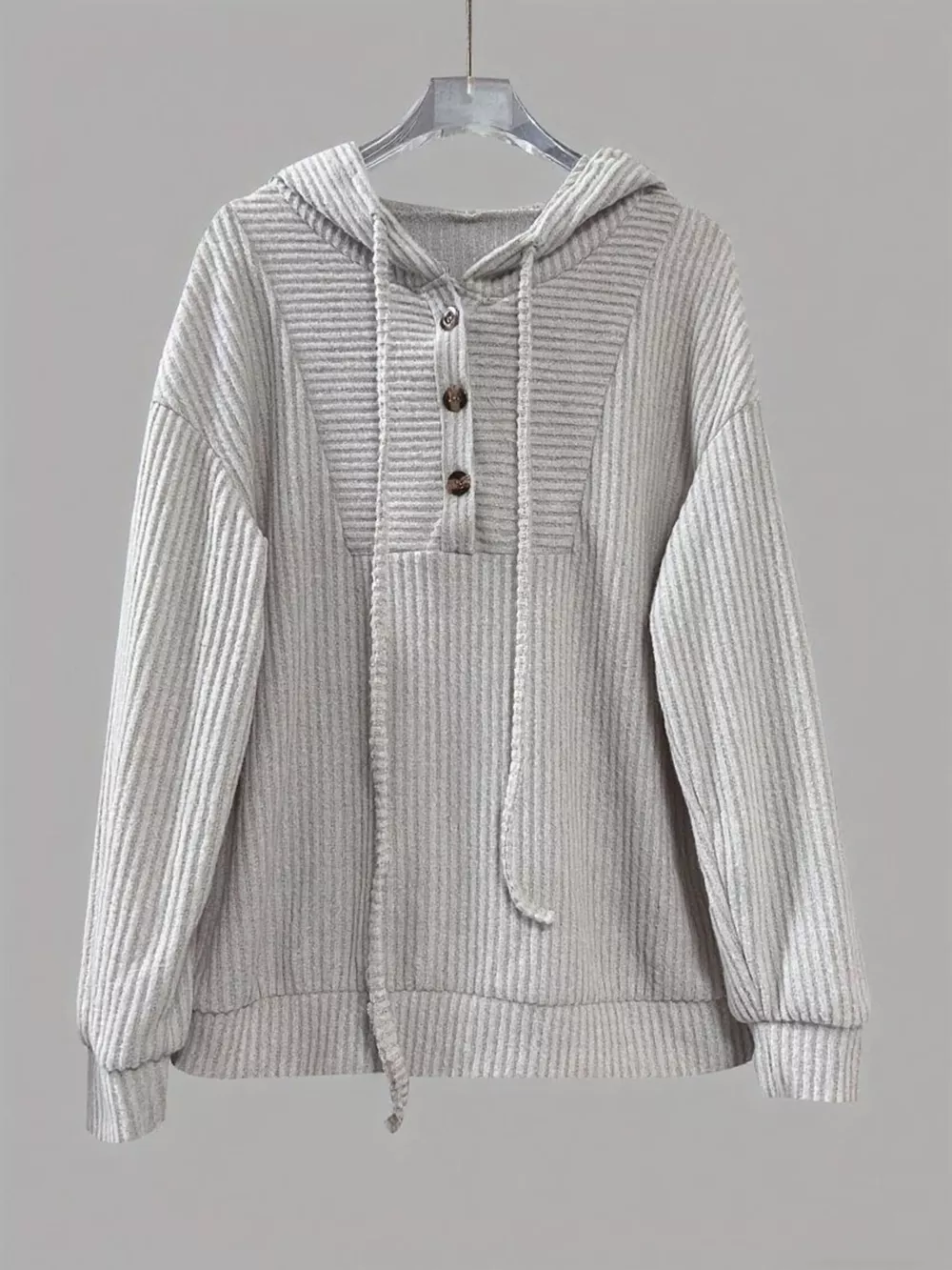 Button-Front Drawstring Hoodie, image 21