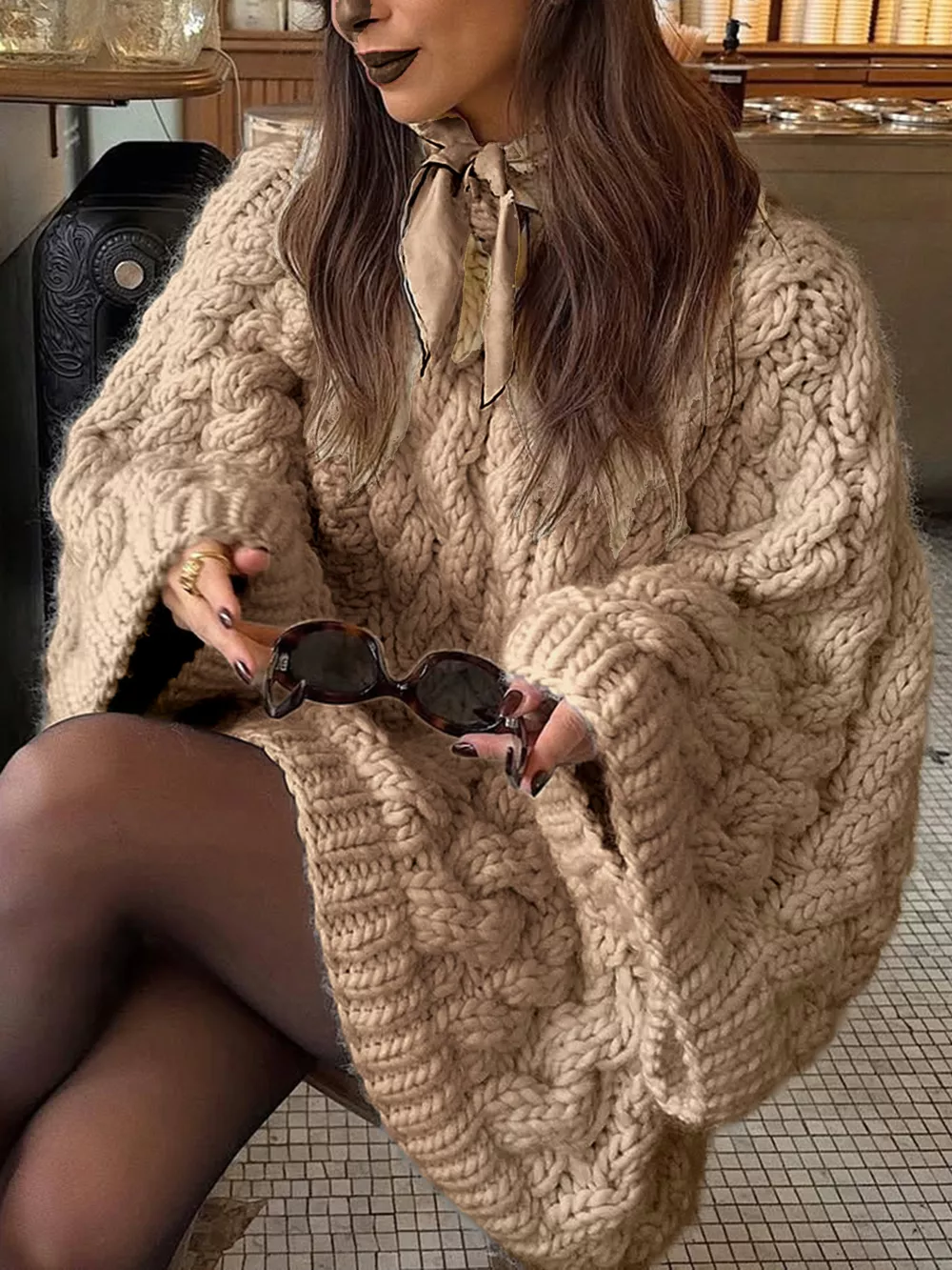 Cable Knit Round Neck Sweater, image 14