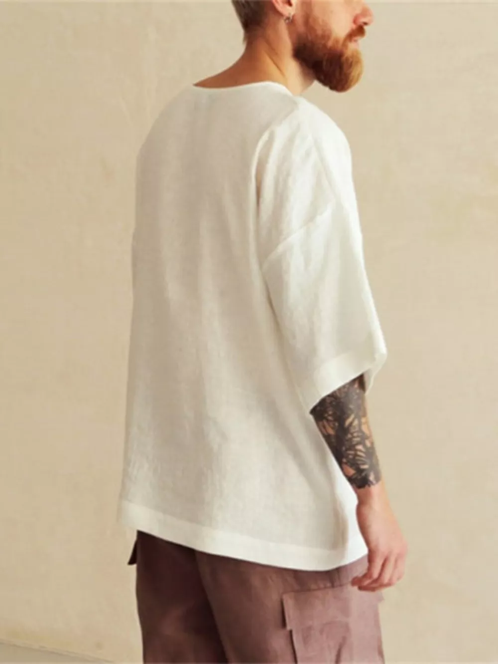 Men's Full Size Loose Fit Round Neck T-Shirt Plus Size, image 3