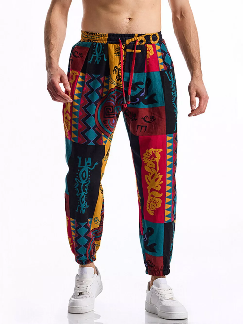 Men's Full Size Printed Drawstring Casual Pants Plus Size, image 11
