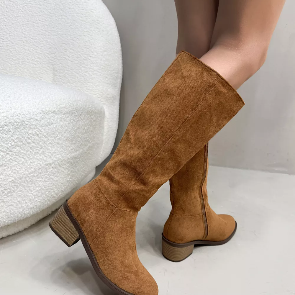 Side Zipper Closure Suede Knee-High Boots, image 13
