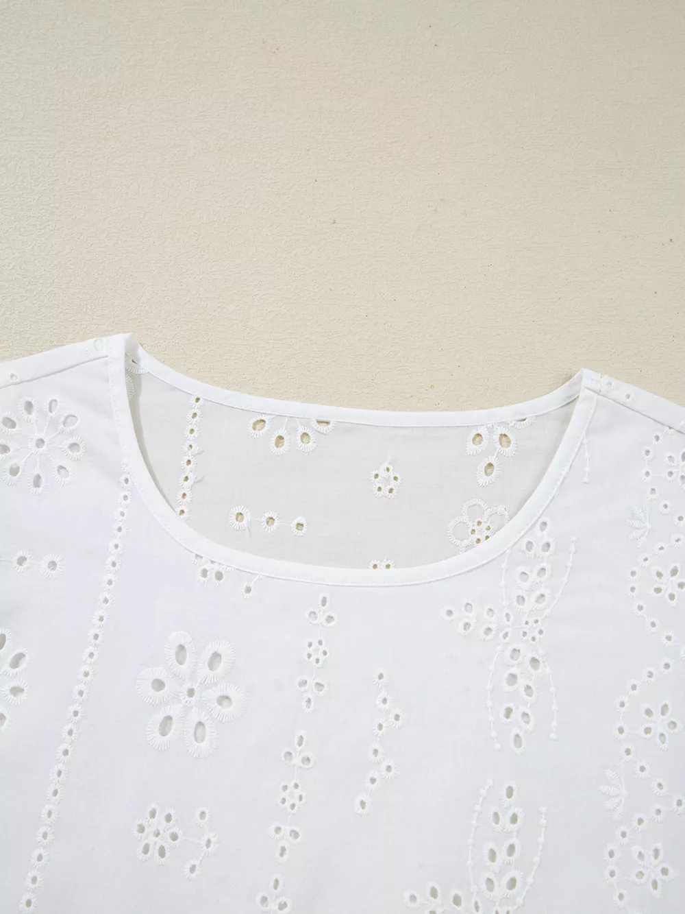 Eyelet Embroidered Smocked Cuff Sheer Blouse, image 11