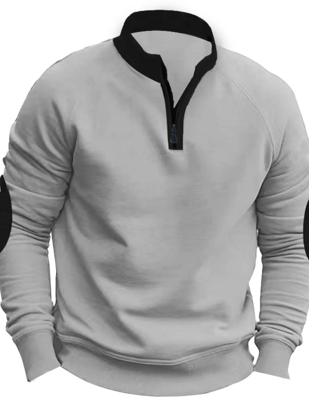 Men's Full Size Quarter-Zip Contrast Trim Sweatshirt Plus Size
