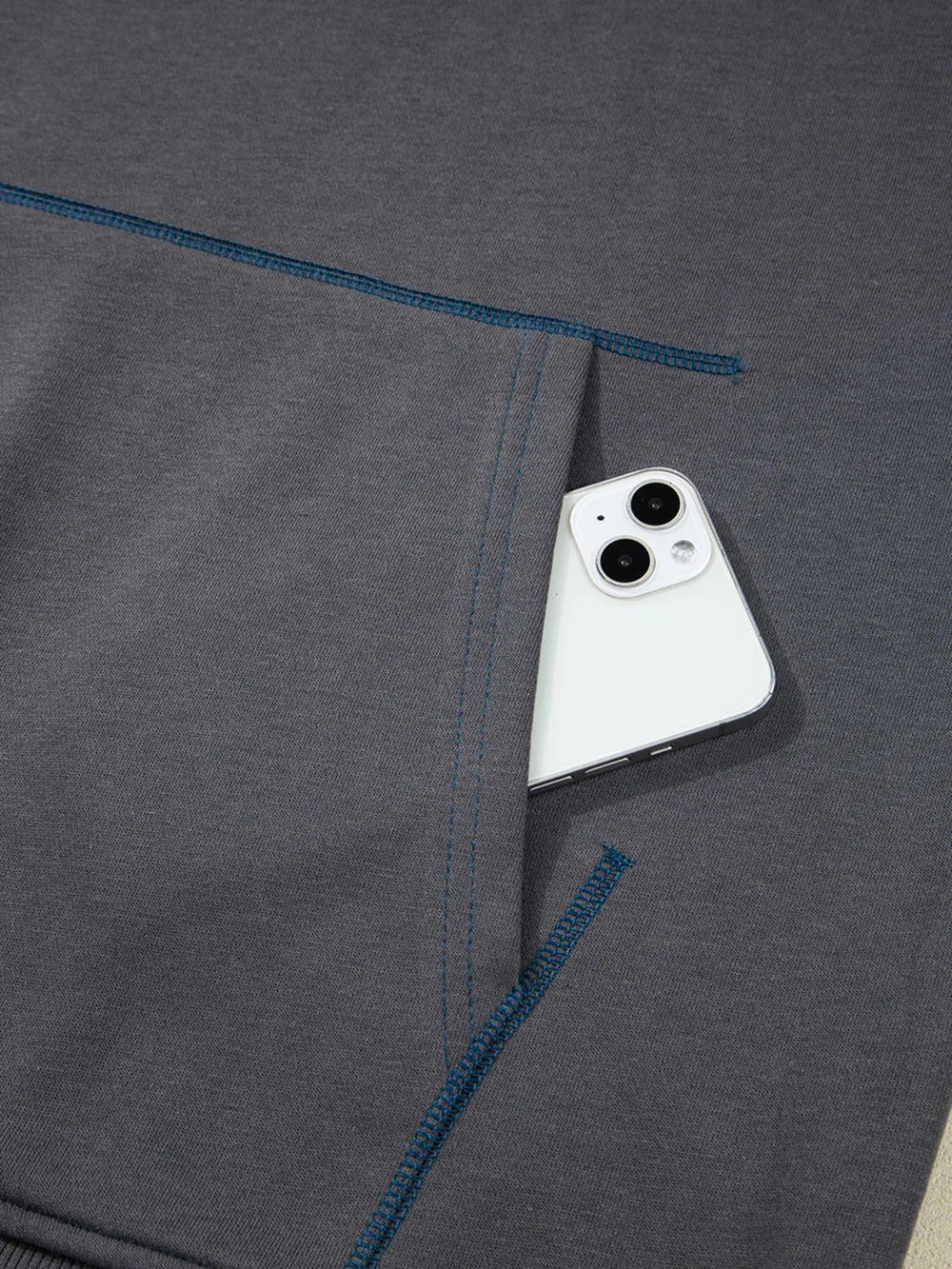 Star Patchwork Contrast Stitching Mineral Wash Kangaroo Pocket Hoodie, image 9