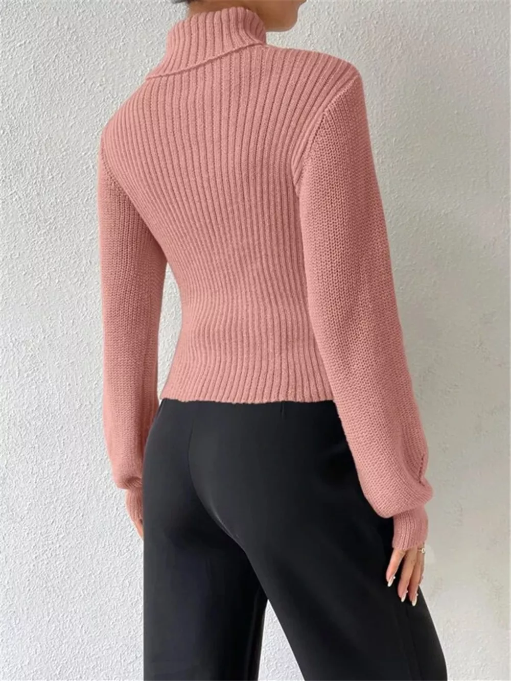 Cutout Front Turtleneck Long Sleeve Sweater, image 18