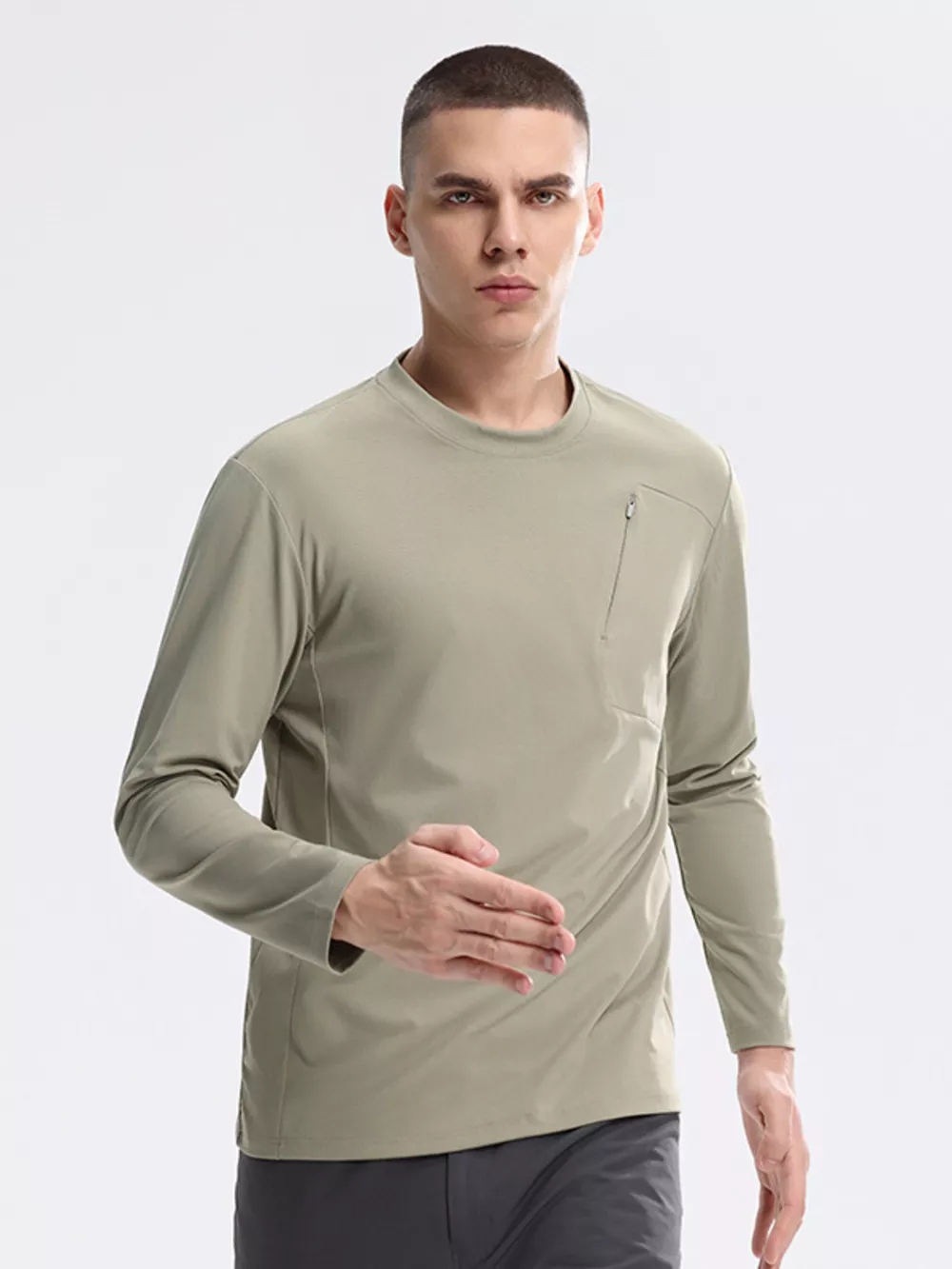 Men's Plus Size Casual Long Sleeve Active Sweatshirt with Zipper Pocket, image 2