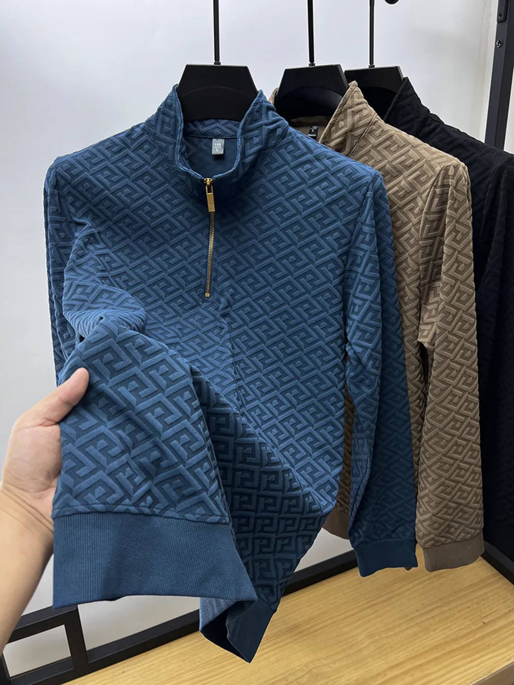 Men's Plus Size Quarter Zip Long Sleeve Top, image 6