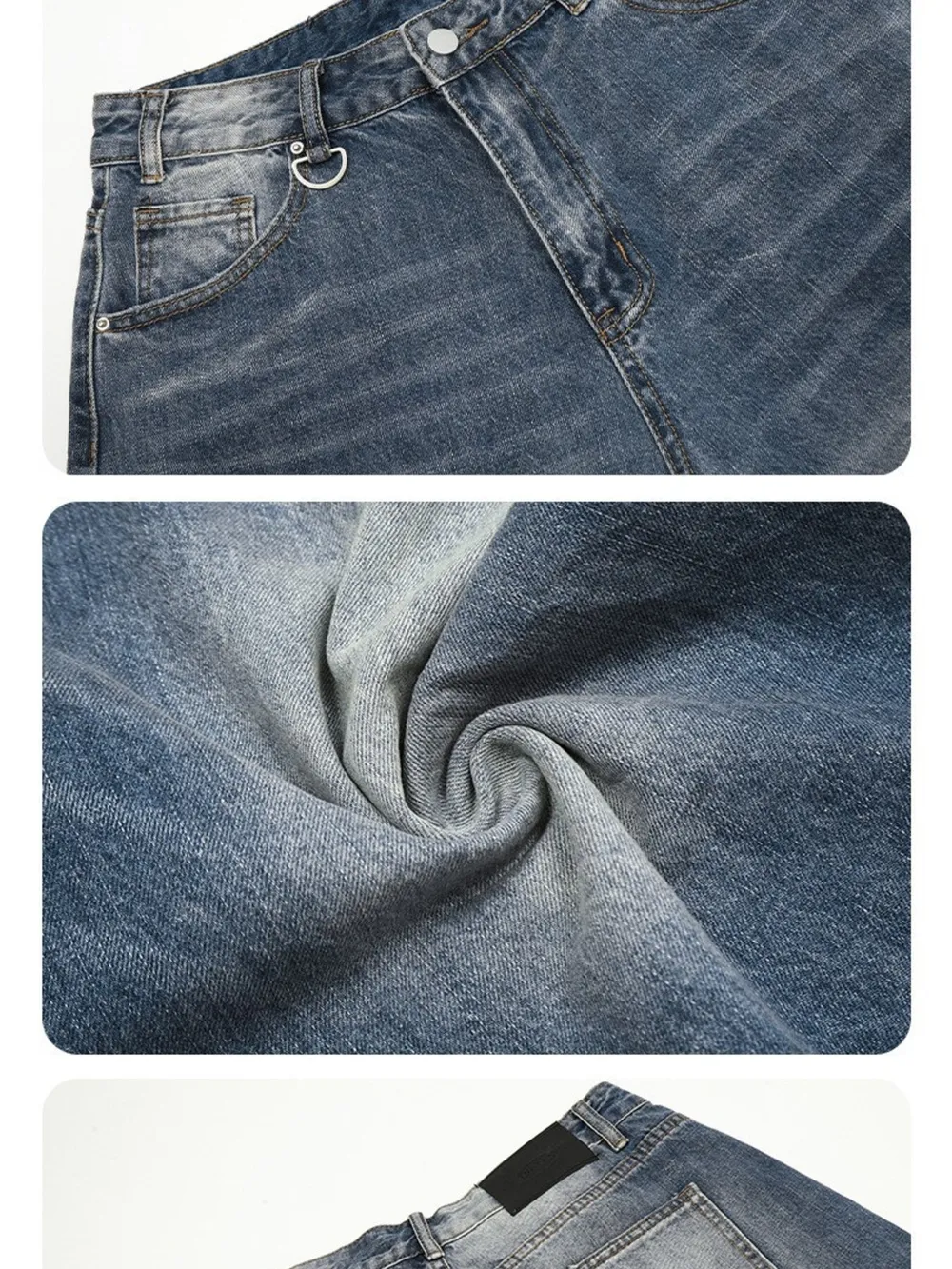 Men's Vintage Washed Wide Leg Denim Shorts, image 4