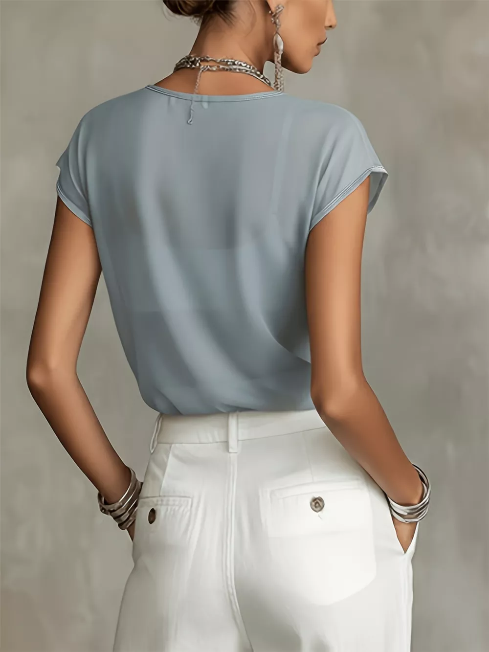 Floral Cap Sleeves Sheer Blouse, image 3