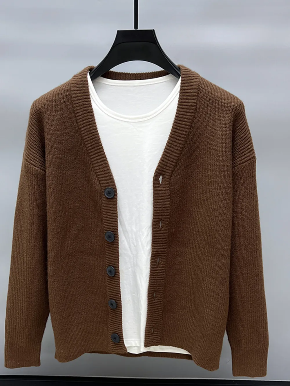 Men's Plus Size Button Up Long Sleeve Cardigan, image 5