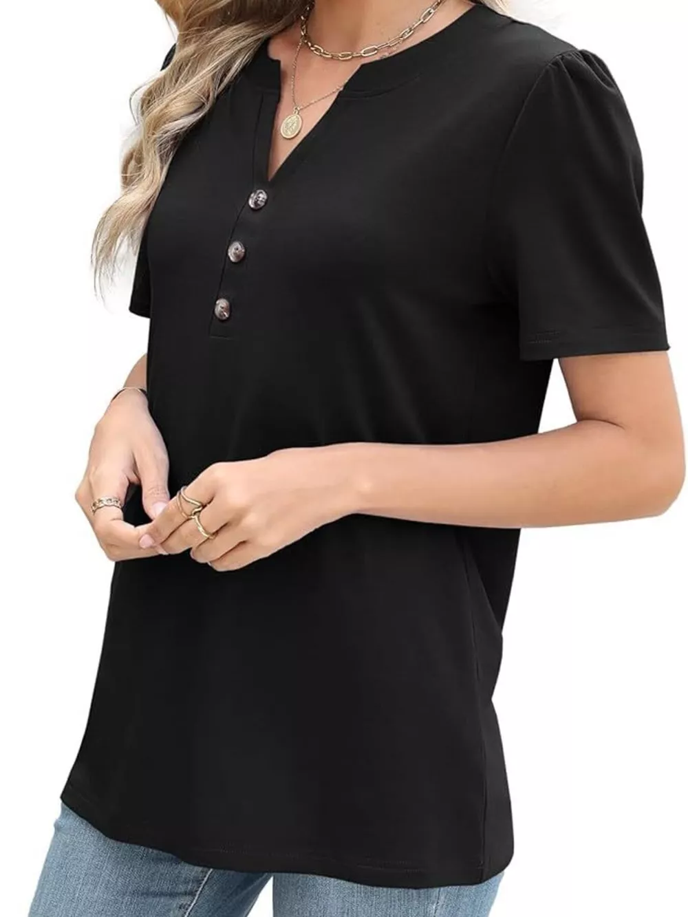 Full Size Notched Short Sleeve Blouse Plus Size, image 24
