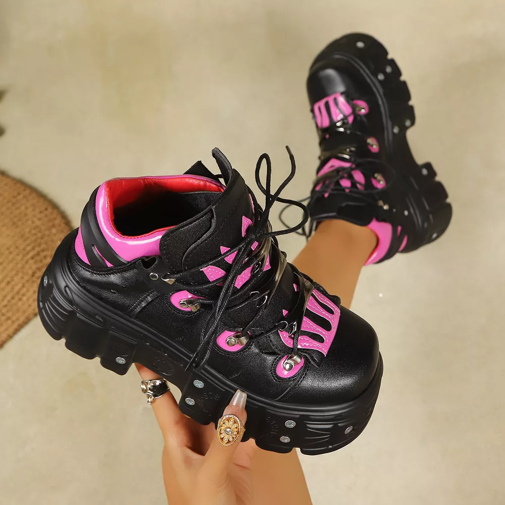 Platform Lace-Up Chunky Leather Shoes, image 4