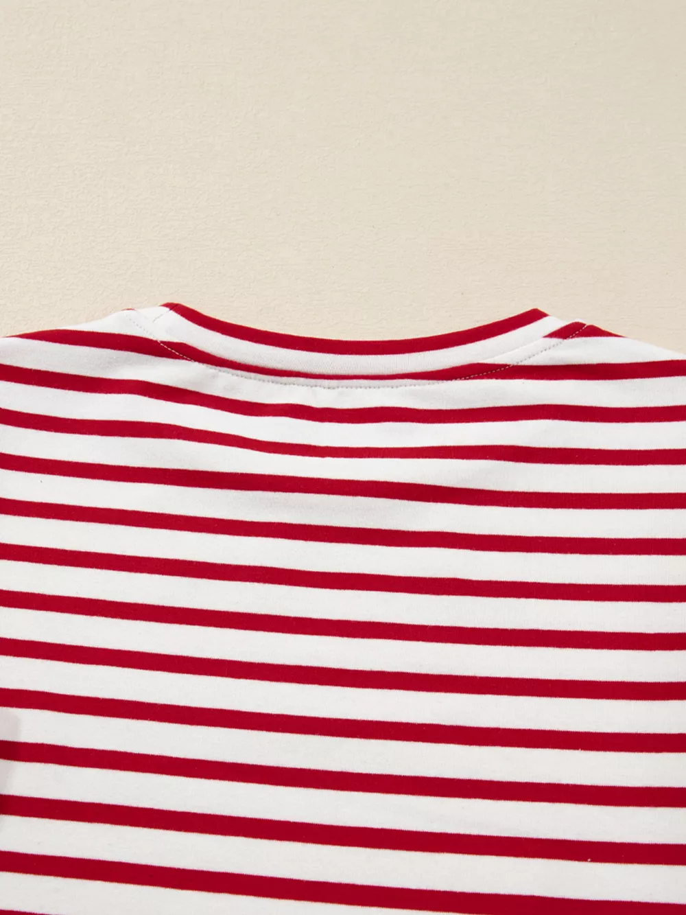 Stripe Round Neck Ruffle Trim Long Sleeve Top, image 9