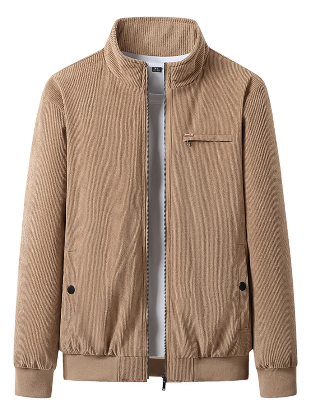 Men's Plus Size Full-Zip Bomber Corduroy Jacket with Sherpa Lining, image 8