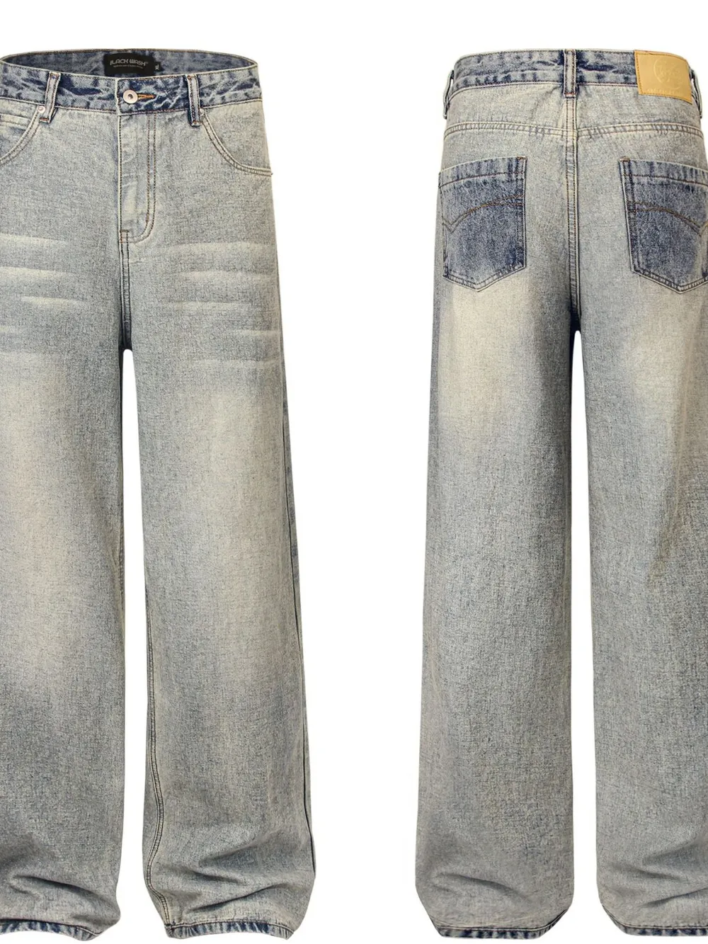 Men's Contrast Pocket Washed Straight Jeans, image 4