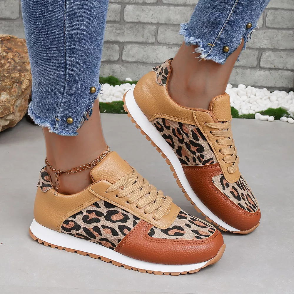 Leopard Print Casual Sneakers, image 2