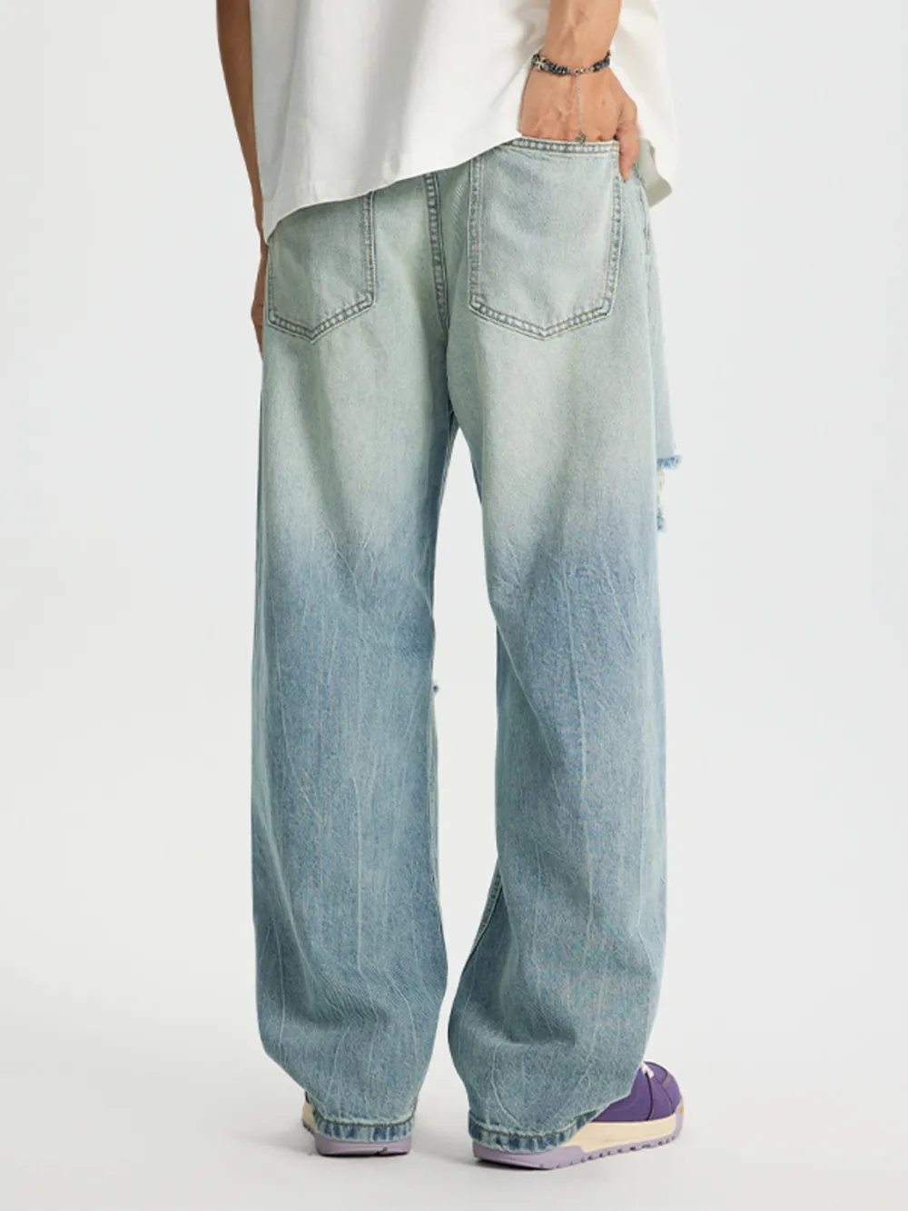 Men's Full Size Distressed Wide Leg Jeans Plus Size, image 10