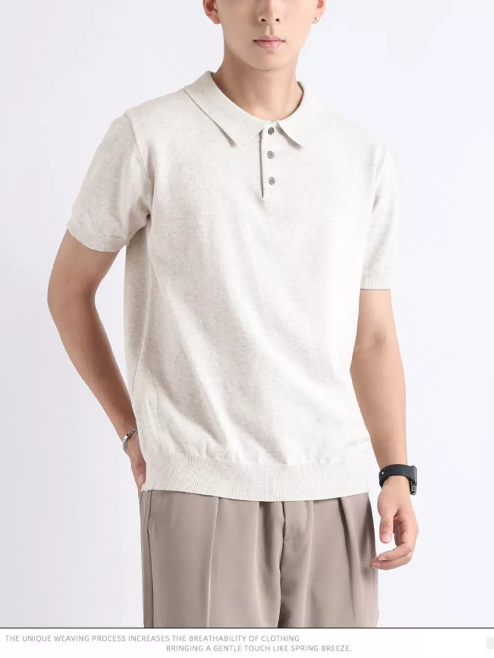 Men's Plus Size Button Detail Short-Sleeve Polo, image 3