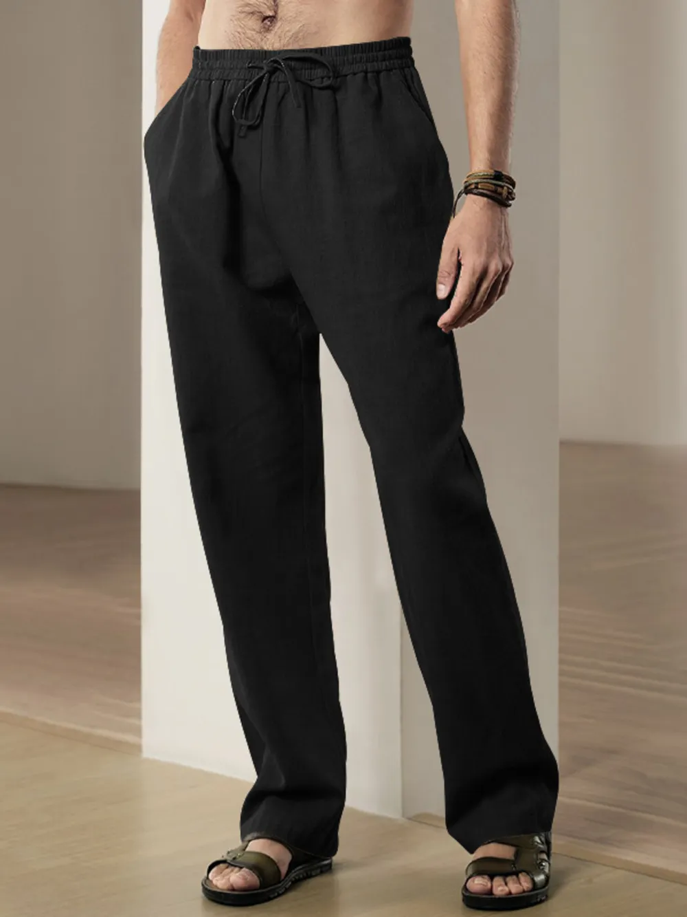 Men's Plus Size Drawstring Loose Fit Pants, image 2